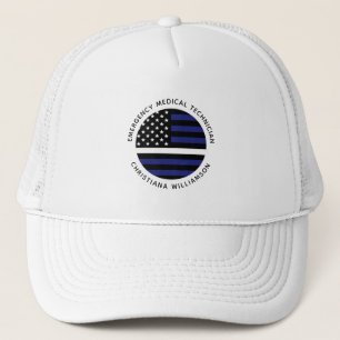 カスタム薄いホワイトラインUSA国旗EMS EMT キャップ