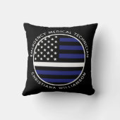 カスタム薄いホワイトラインUSA国旗EMS EMT クッション (裏面)