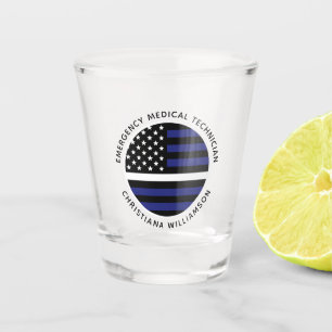 カスタム薄いホワイトラインUSA国旗EMS EMT ショットグラス