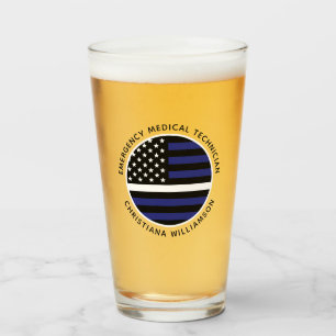 カスタム薄いホワイトラインUSA国旗EMS EMT タンブラーグラス