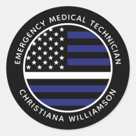 カスタム薄いホワイトラインUSA国旗EMS EMT ラウンドシール