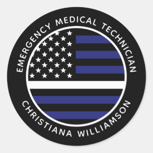 カスタム薄いホワイトラインUSA国旗EMS EMT ラウンドシール