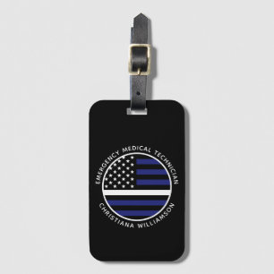 カスタム薄いホワイトラインUSA国旗EMS EMT ラゲッジタグ