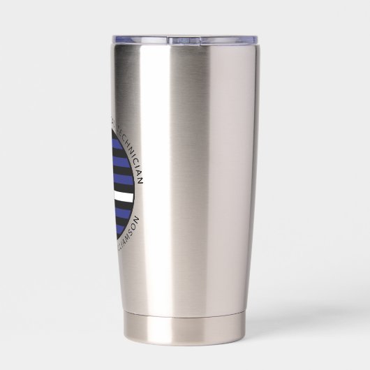 カスタム薄いホワイトラインUSA国旗EMS EMT 保温保冷タンブラー (背面)