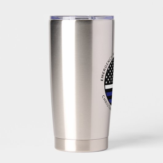カスタム薄いホワイトラインUSA国旗EMS EMT 保温保冷タンブラー (正面)