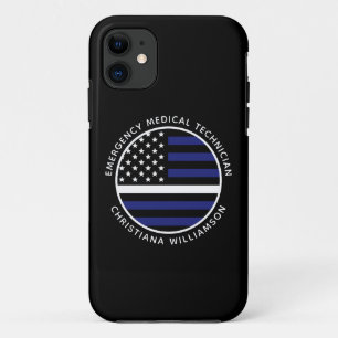 カスタム薄いホワイトラインUSA国旗EMS EMT iPhone 11 ケース
