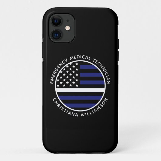 カスタム薄いホワイトラインUSA国旗EMS EMT Case-Mate iPhoneケース (裏面)