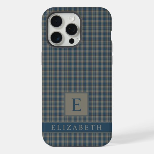 カスタム薄い灰色の濃い青のパタ市松模様にーン iPhoneケース (裏面)