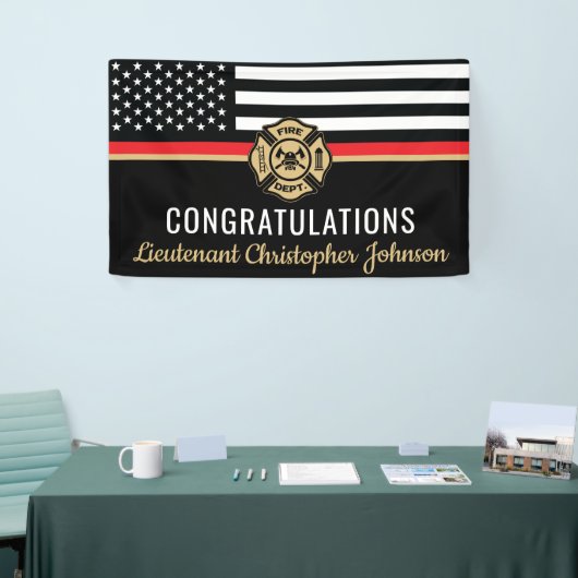 カスタム薄い赤線フラッグ消防 横断幕 (トレードショー)