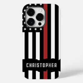 カスタム薄い赤線USA旗消防士 Case-Mate iPhone 14 PROケース