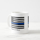 カスタム薄い青い線アメリカ国旗 コーヒーマグカップ (正面左)
