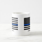 カスタム薄い青い線アメリカ国旗 コーヒーマグカップ (中央)
