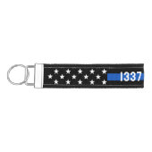 カスタム薄い青い線パーソナライズされた警官 リストバンドキーホルダー (鍵左)