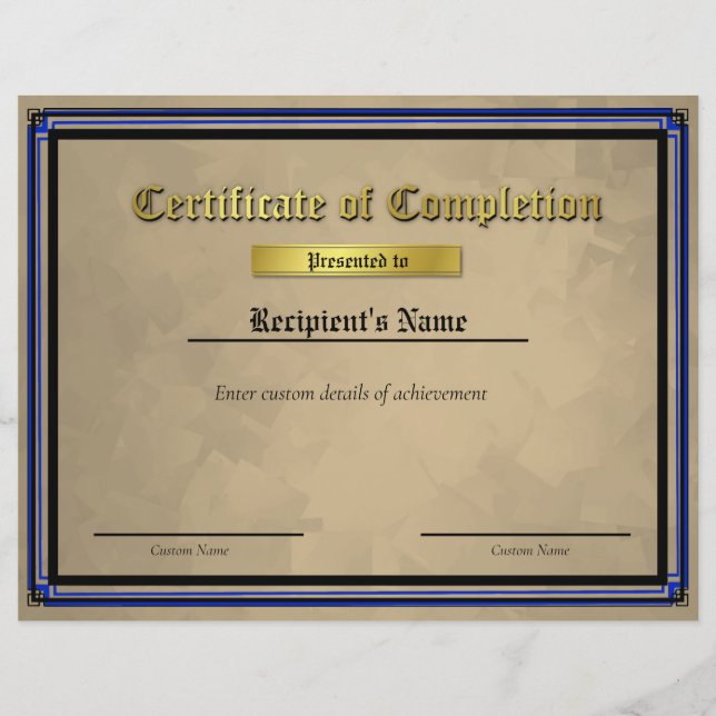 カスタム薄い青い線フラグ証明書 (正面)