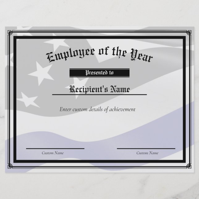 カスタム薄い青い線フラグ証明書 (正面)