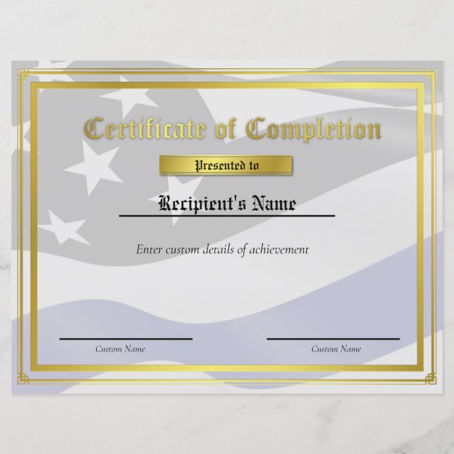 カスタム薄い青い線フラグ証明書 (正面)