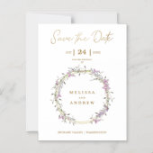 カスタム薄紫ガエレガントーランドリース結婚ズ マグネット招待状 (正面)