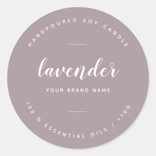カスタム薄紫包装キャンドル製品ラベル ラウンドシール (正面)