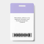 カスタム薄紫従業員の写真IDロゴ名バッジ バッジ (裏面)