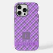 カスタム薄紫色の黒いパタ市松模様にン iPhoneケース (裏面)