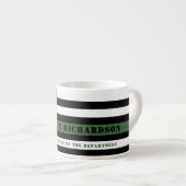 カスタム薄緑ラインUSA国旗の軍隊兵士 エスプレッソカップ (正面右)