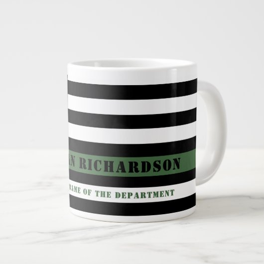 カスタム薄緑ラインUSA国旗の軍隊兵士 ジャンボコーヒーマグカップ (正面右)