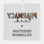 カスタム薬局技術レトロ薬局技術者 ガラスオーナメント (裏面)