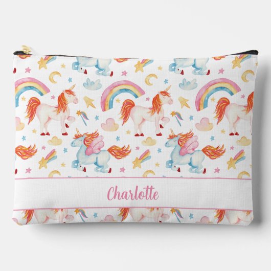 カスタム虹とユニコーン – 大 アクセサリーポーチ (正面)