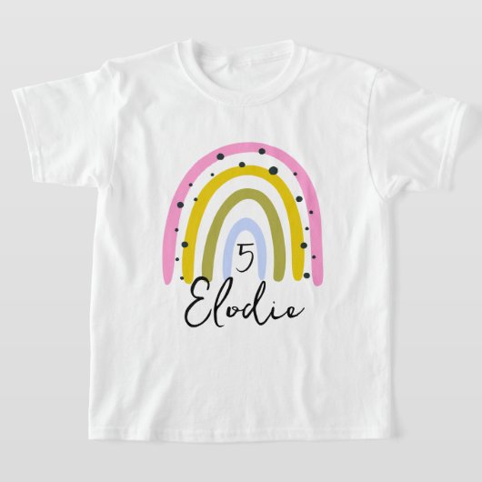 カスタム虹ネーム+誕生日+数字ギフトG Tシャツ (レイダウン)