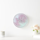 カスタム虹彩色結婚真珠30周年R ラウンド壁時計 (ホーム)