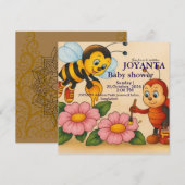 カスタム蜂ベビーシャワー 招待状 (正面/裏面)