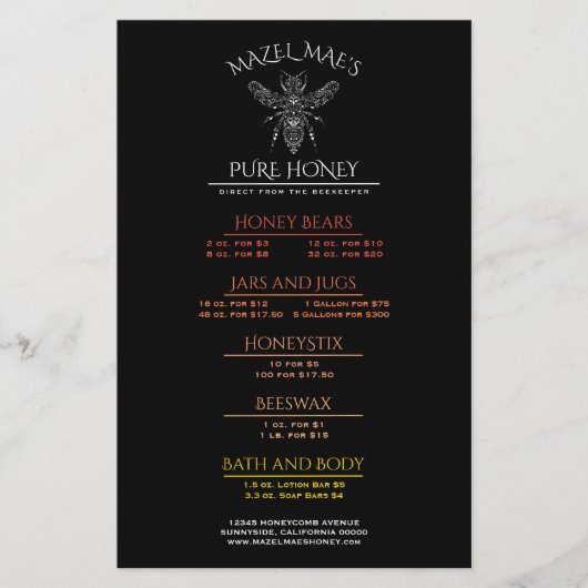 カスタム蜂蜜メニュー 便箋 (正面)