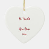 カスタム蝶と花ハートありがとう セラミックオーナメント (裏面)