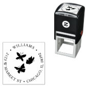 カスタム蝶ラウンドネーム&差出人住所 セルフインキングスタンプ (インサイチュ)