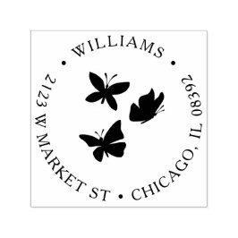 カスタム蝶ラウンドネーム&差出人住所 セルフインキングスタンプ