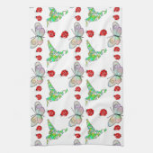 カスタム蝶、ハチドリとラディバグパターン キッチンタオル (縦)