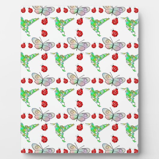 カスタム蝶、ハチドリとラディバグパターン フォトプラーク (正面)