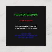カスタム衣料品店プリントシャツ スクエア名刺 (裏面)
