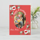 カスタム装飾モダンハッピーバースデー写真 カード (スタンド正面)
