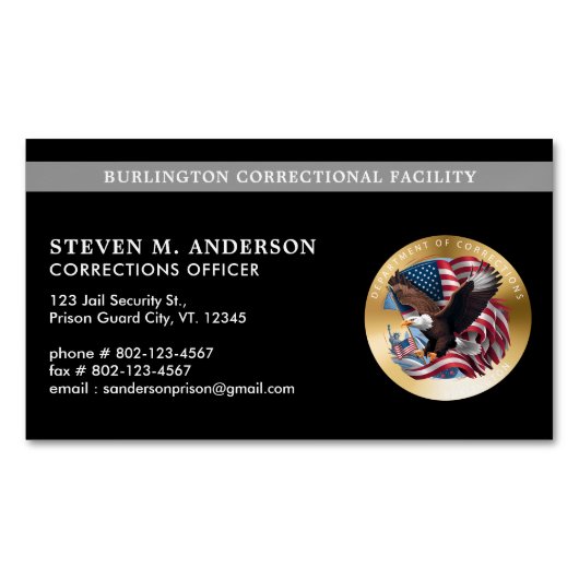 カスタム補正部仮釈放担当官ロゴ マグネット名刺 (正面)