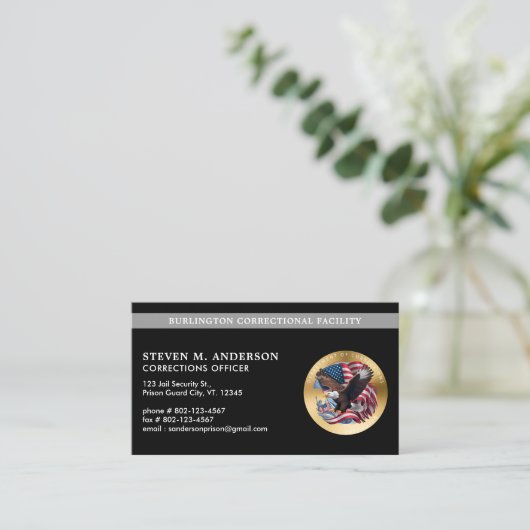 カスタム補正部仮釈放担当官ロゴ 名刺 (スタンド正面)