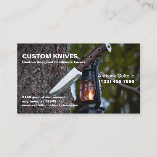 カスタム製の刃物とナイフ 名刺 (正面)