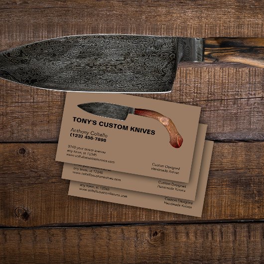 カスタム製の刃物とナイフ 名刺