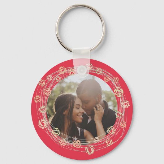 カスタム製パーソナライズされた花額縁 キーホルダー (正面)