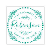 カスタム製フローラ素朴リース差出人住所 セルフインキングスタンプ (デザイン)