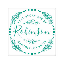 カスタム製フローラ素朴リース差出人住所 セルフインキングスタンプ