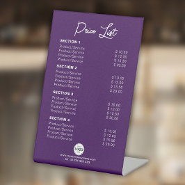 カスタム製品/サービス価格リスト紫モダン色 台座サイン