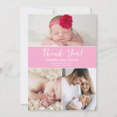 カスタム複数の写真ソフトピンクの赤ちゃん女の子シャワー サンキューカード (正面)