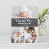 カスタム複数の写真チョークボード男の赤ちゃんシャワー サンキューカード (スタンド正面)