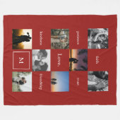 カスタム言葉写真赤で意味のある贈り物 フリースブランケット (正面(横))